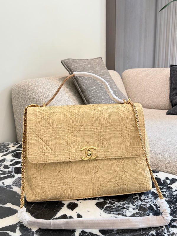 Braided Raffia Flap Bag