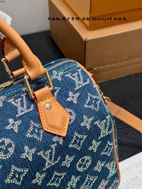 Speedy 25 Blue Denim Crystal Bag