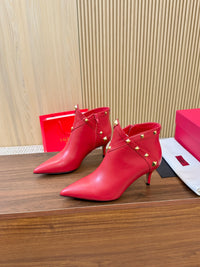 Rockstud Leather Ankle Boots