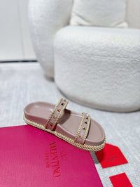 Garavani Rockstud Rope Flat Sandals