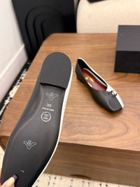 Two-Tone Leather Ballerina Flats