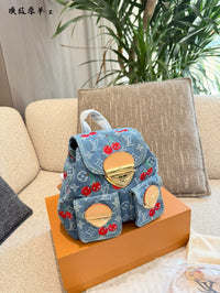 Cherry Denim Mini Backpack