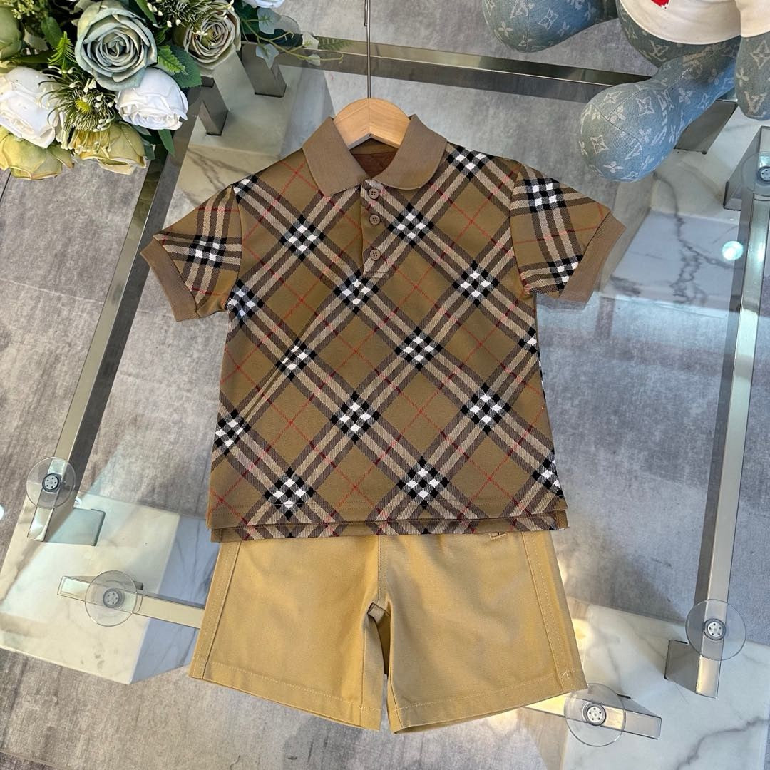 Vintage Check Polo T-Shirt & Shorts Set
