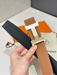Constance Reversible Leather Belt Palladium-Plated H Buckle 38mm