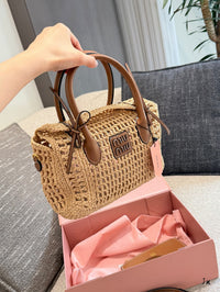 Raffia Top Handle Bag