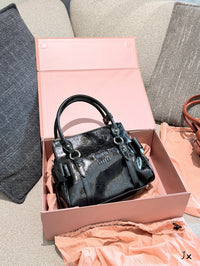 Shiny Leather Top Handle Bag