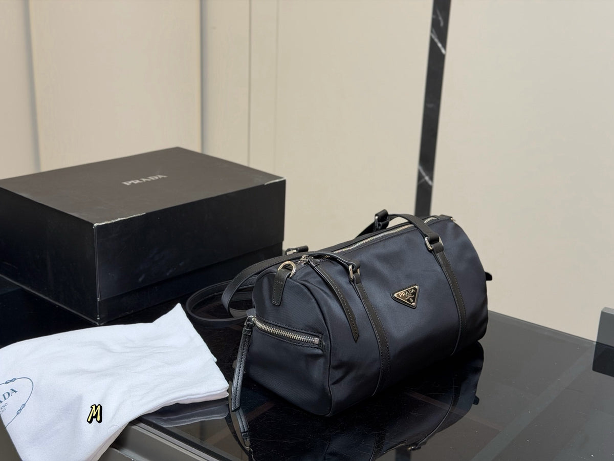 Re-Nylon and Saffiano Leather Duffel Bag
