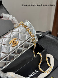 Metallic Mini Top Handle Flap Bag