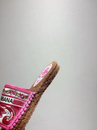 Maiolica Print Espadrille Sliders