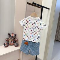 Multicolor Monogram Shorts Set
