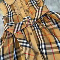 Vintage Check Sleeveless Shirt Dress