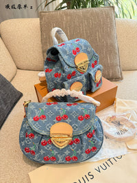 Cherry Denim Mini Backpack