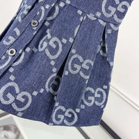 Denim Sleeveless Pleated Dress