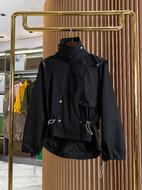 Drawstring Cropped Trench Jacket
