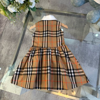 Vintage Check Sleeveless Collared Dress