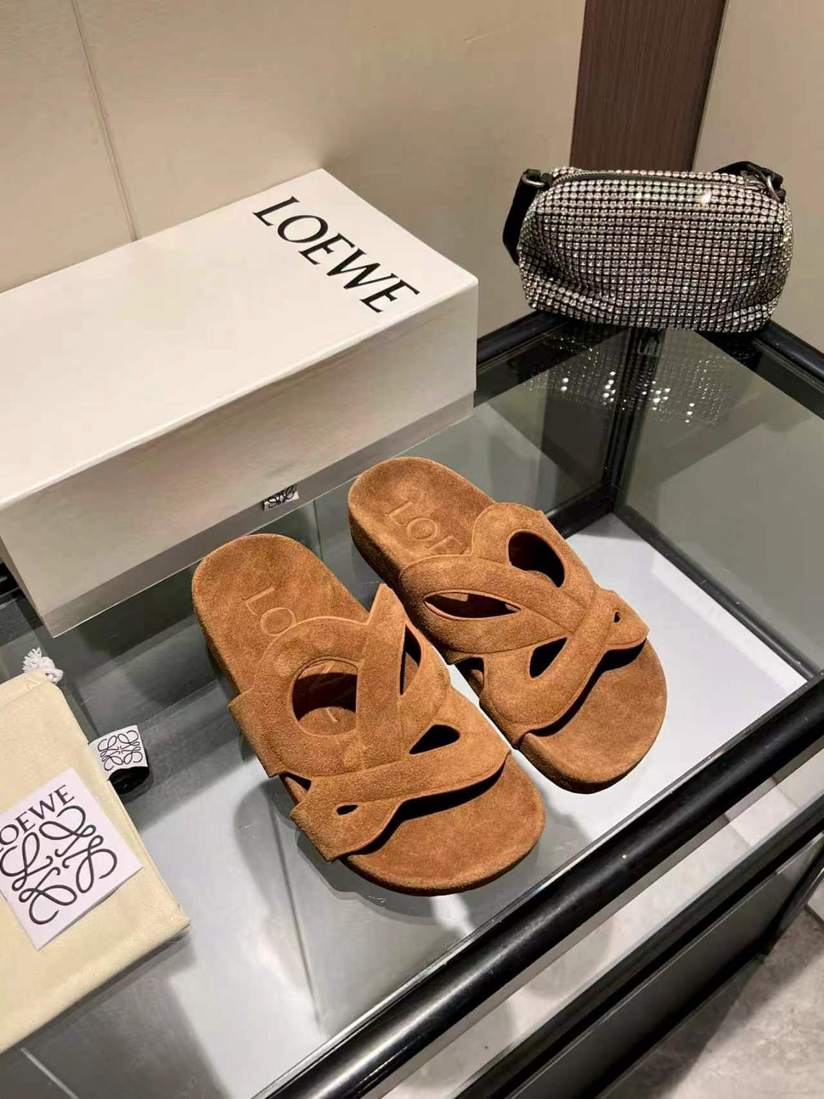 Paula's Ibiza Leather Monogram Ease Slides