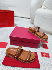 Garavani Rockstud Rope Flat Sandals