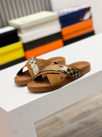 Vintage Check Cross Strap Slides