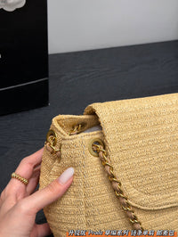 Madras Woven Top Handle Bag