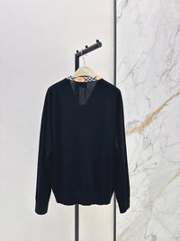 Check Trim Wool Cardigan