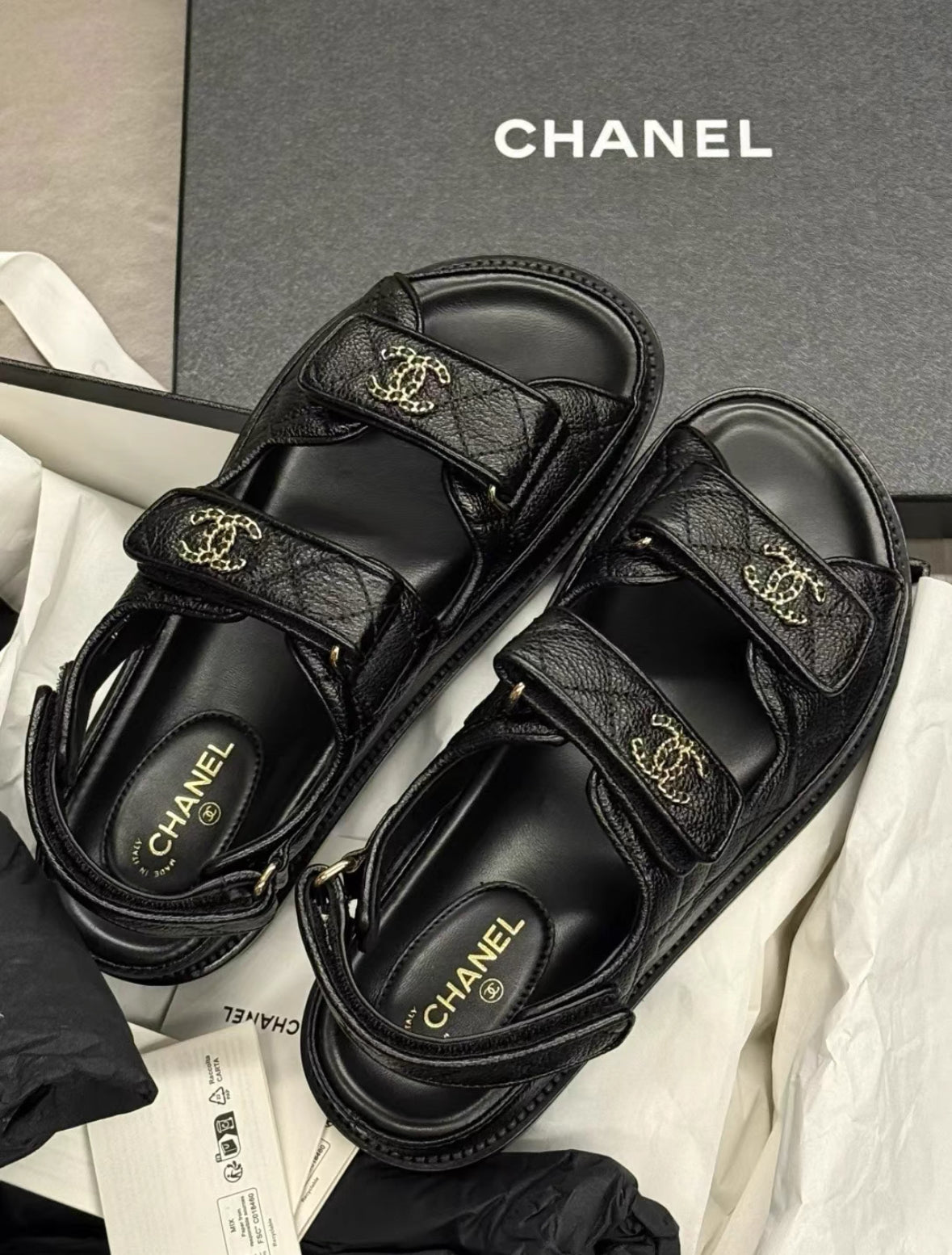 Quilted Leather Dad Sandals