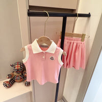 Pink Polo & Skirt Set