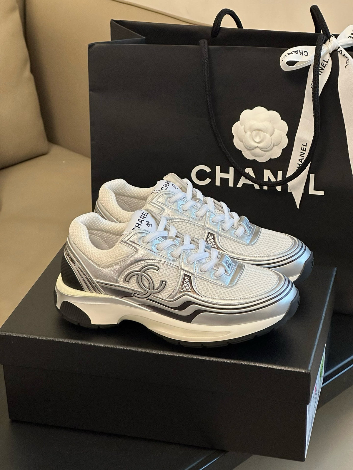 Logo Metallic Trainers