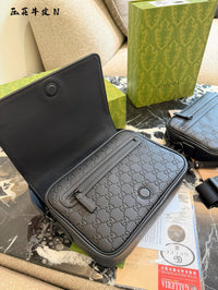 Embossed Leather Messenger Bag