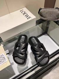 Paula's Ibiza Leather Monogram Ease Slides