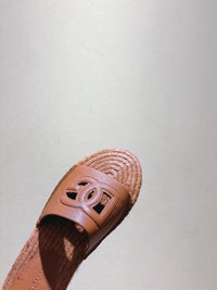 Nappa Leather Espadrille Sliders
