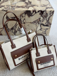 Two-Tone Canvas and Leather Freya Tote Bag