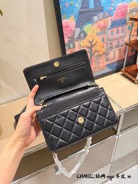 Wallet on Chain Lambskin Leather
