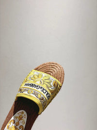 Maiolica Print Espadrille Sliders