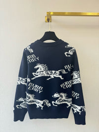 Equestrian Knight Motif Wool Sweater