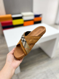 Vintage Check Cross Strap Slides