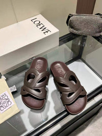 Paula's Ibiza Leather Monogram Ease Slides