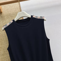 Sleeveless Check Shoulder Jersey Dress
