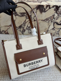 Two-Tone Canvas and Leather Freya Tote Bag