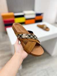 Vintage Check Cross Strap Slides