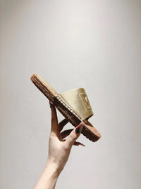 Nappa Leather Espadrille Sliders