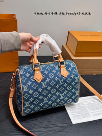 Speedy 25 Blue Denim Crystal Bag