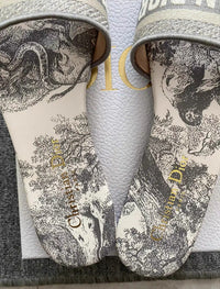 Dway Toile de Jouy Embroidered Slide