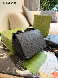 Embossed Leather Messenger Bag