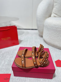 Garavani Rockstud Rope Flat Sandals