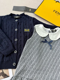 Fendi Girls Knit Cardigan & FF Pleated Dress Set