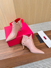Rockstud Leather Ankle Boots