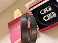 Double Gancini Reversible Leather Belt