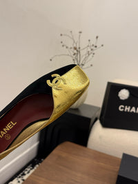 Two-Tone Leather Ballerina Flats