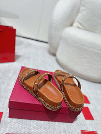 Garavani Rockstud Rope Flat Sandals