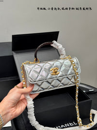 Metallic Mini Top Handle Flap Bag